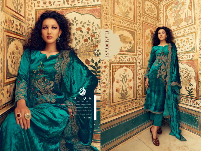 Sastra By Aiqa Winter Wear Fancy Work Velvet Salwar Kameez Wholesale Online